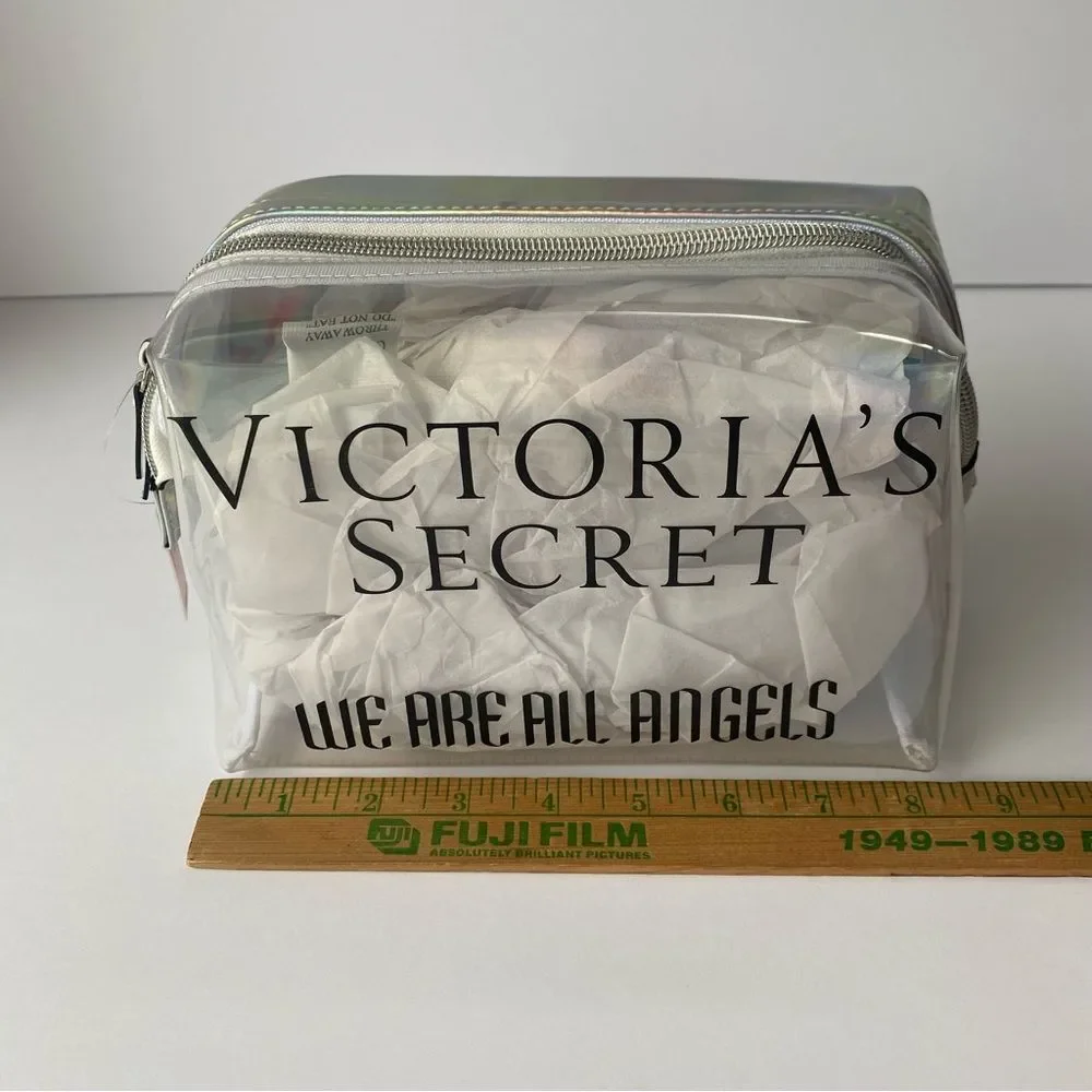 Victoria’s Secret Makeup‎ Bag Toiletries We are all Angels Clear Holographic zip
